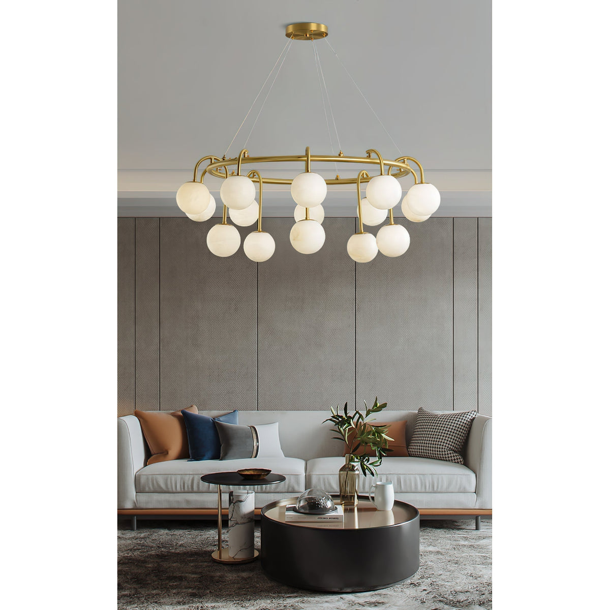 Zotalara Elegance Brass Alabaster Chandelier