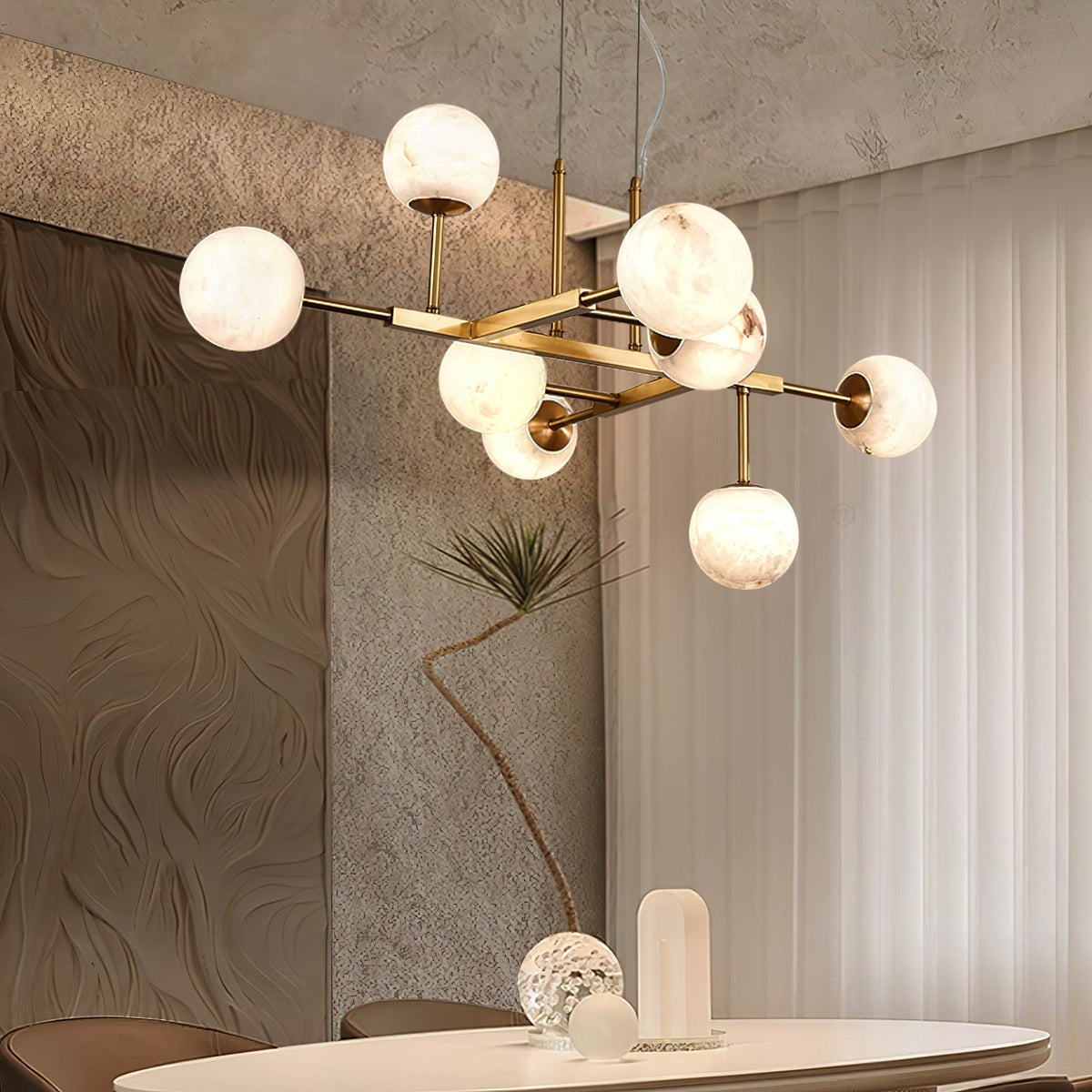 Alborira Nordic Brass Alabaster Chandelier