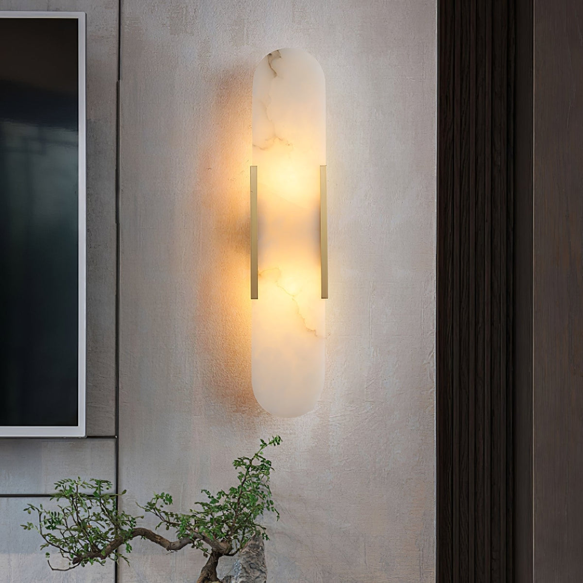 Bano Oblong Alabaster Plug Wall Light