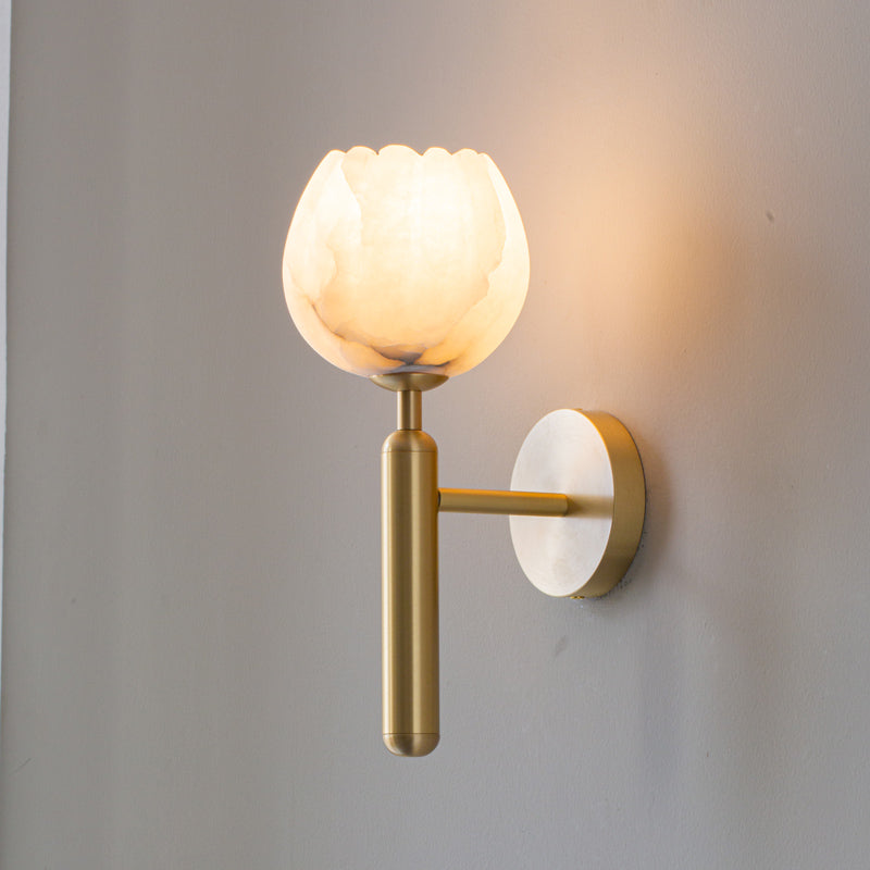 Albanette Brass Alabaster Wall Lamp