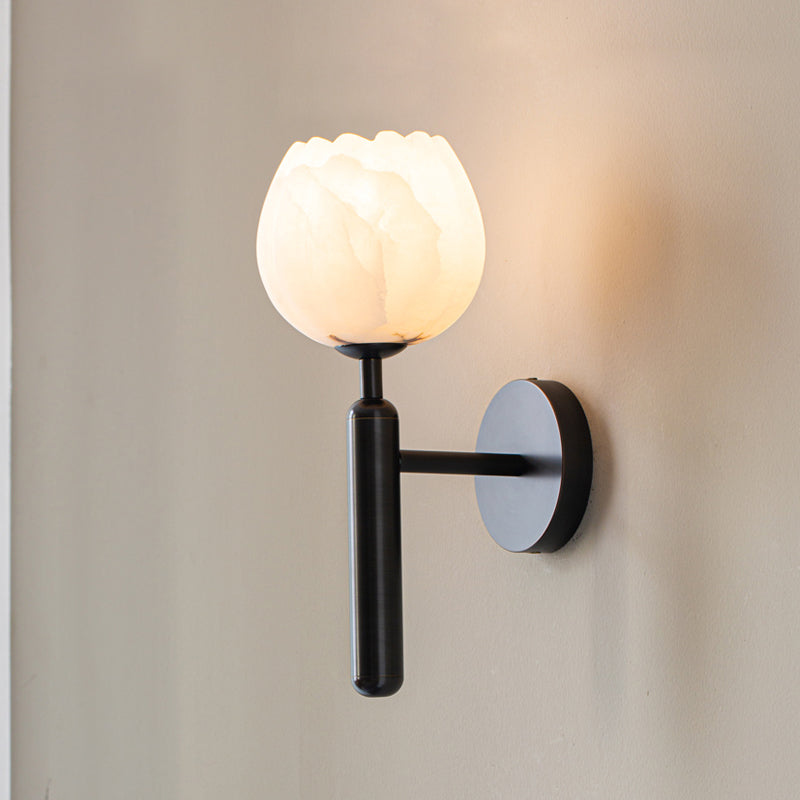 Albanette Brass Alabaster Wall Lamp