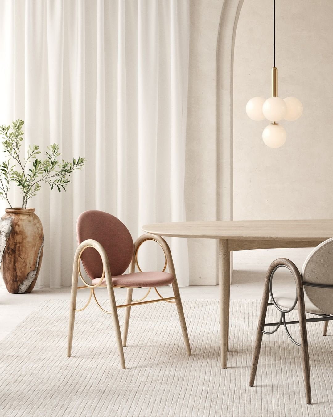 Azorila Modern Minimalist Swag Brass Glass Pendant Light