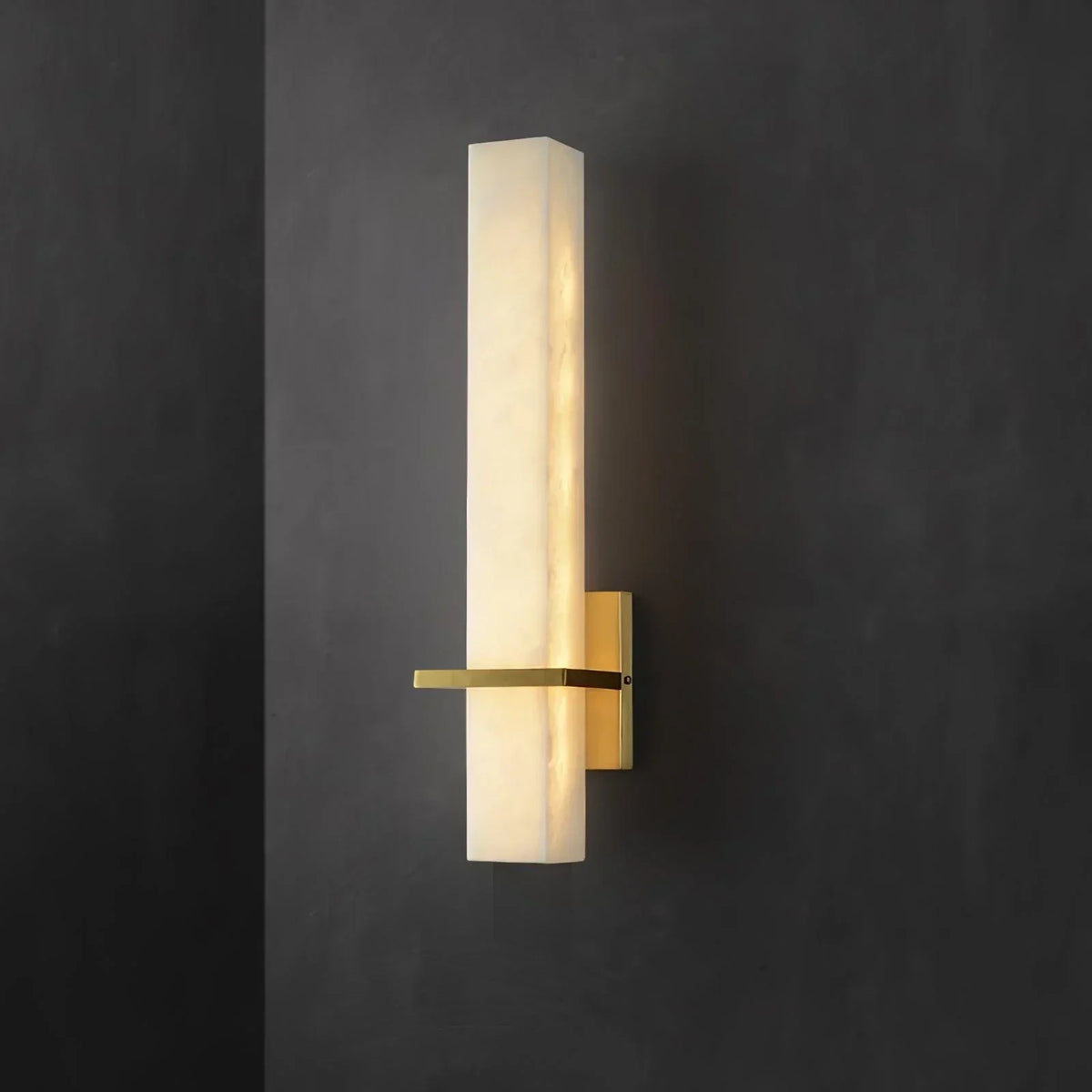 Ritta Wall Lamp White Alabaster Brass Modern Cuboid-Relic Pieces