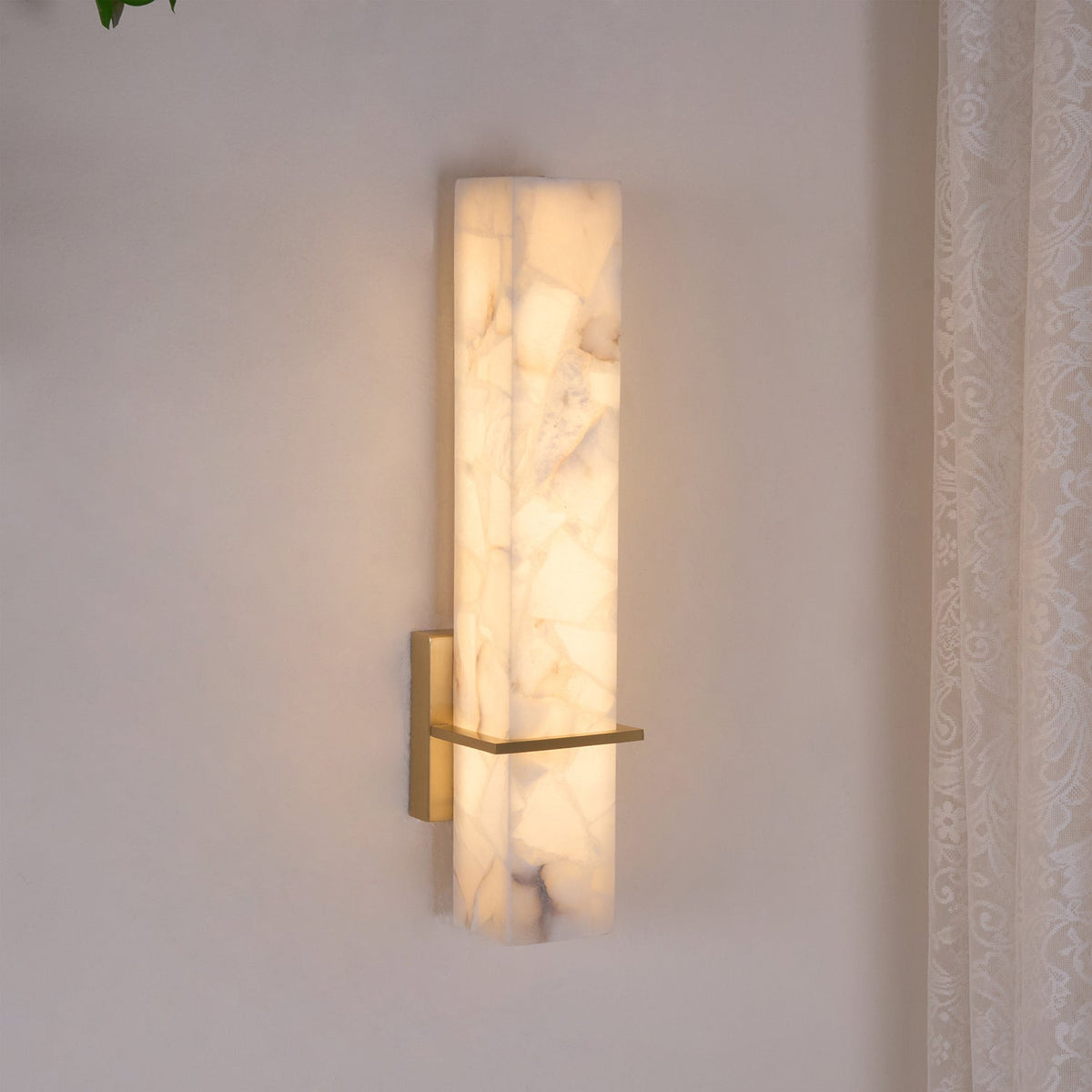 Ritta Wall Lamp White Alabaster Brass Modern Cuboid-Relic Pieces
