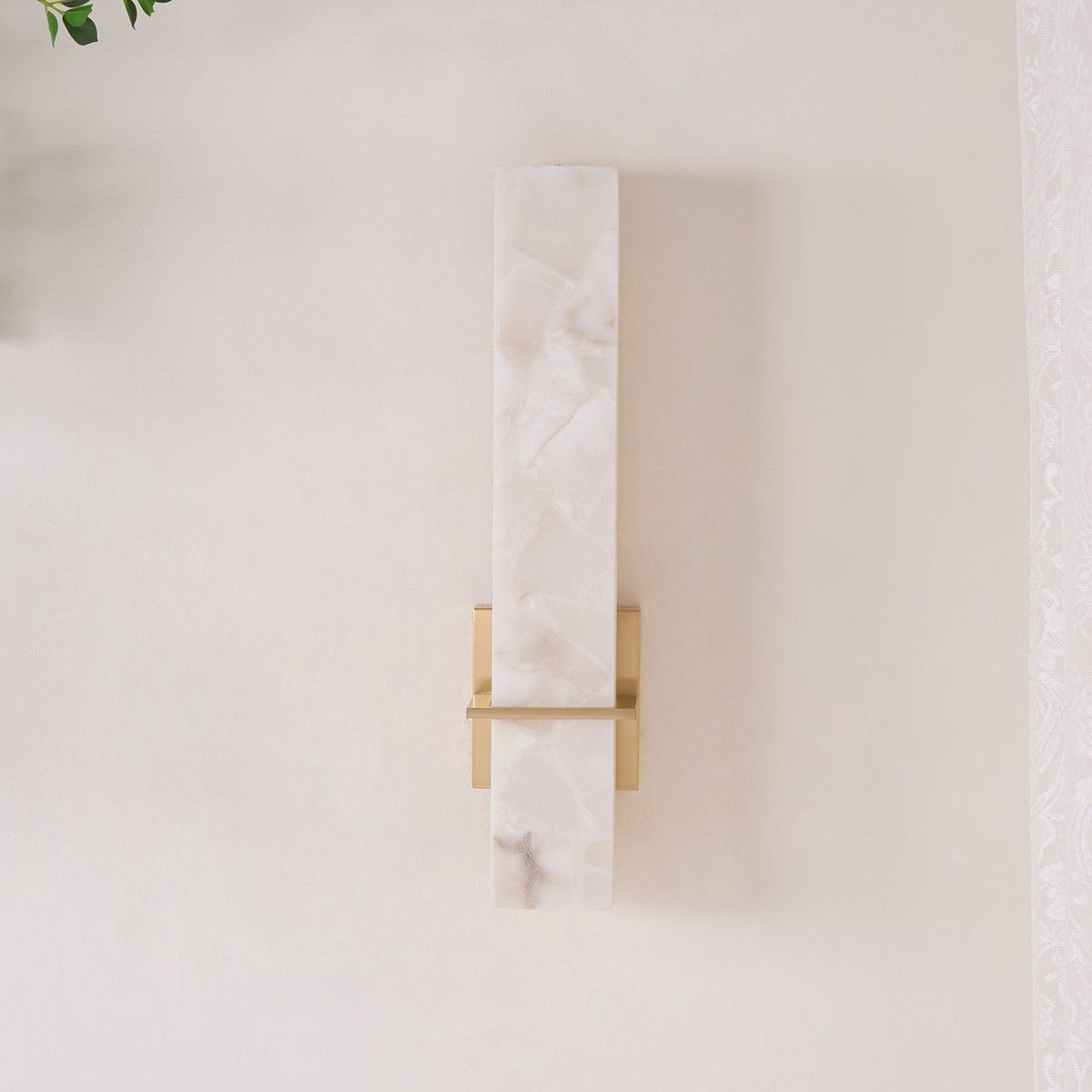 Ritta Wall Lamp White Alabaster Brass Modern Cuboid-Relic Pieces