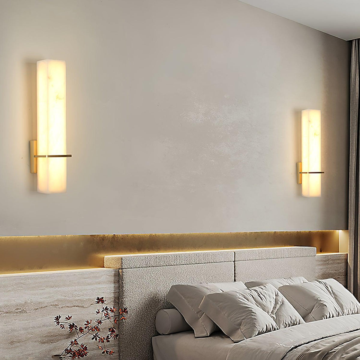Ritta Wall Lamp White Alabaster Brass Modern Cuboid-Relic Pieces