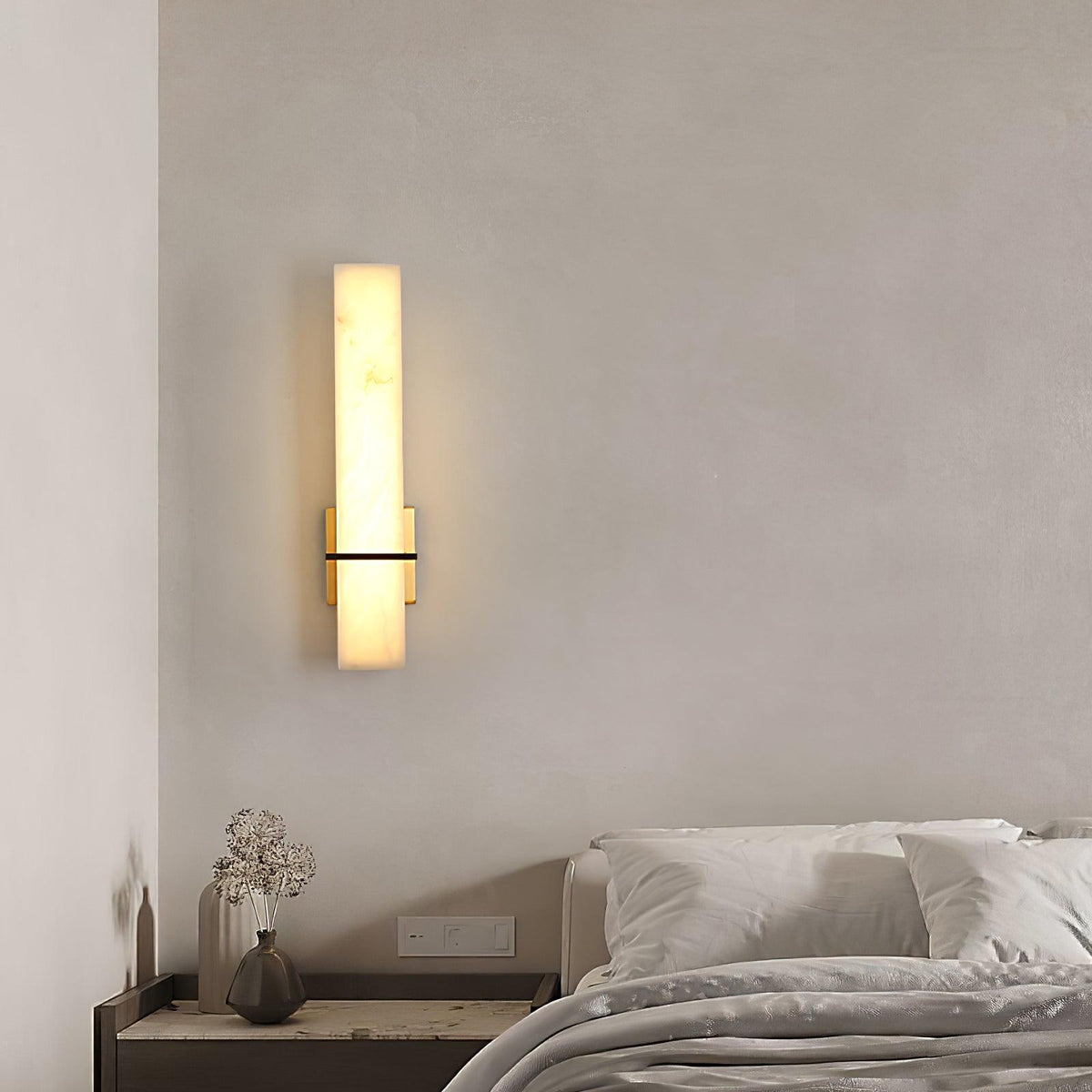 Ritta Wall Lamp White Alabaster Brass Modern Cuboid-Relic Pieces