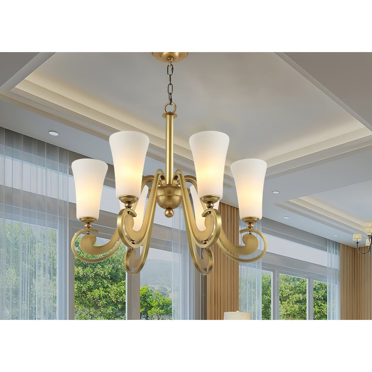 Eiruian Postmodern Luxury Brass Glass Chandelier