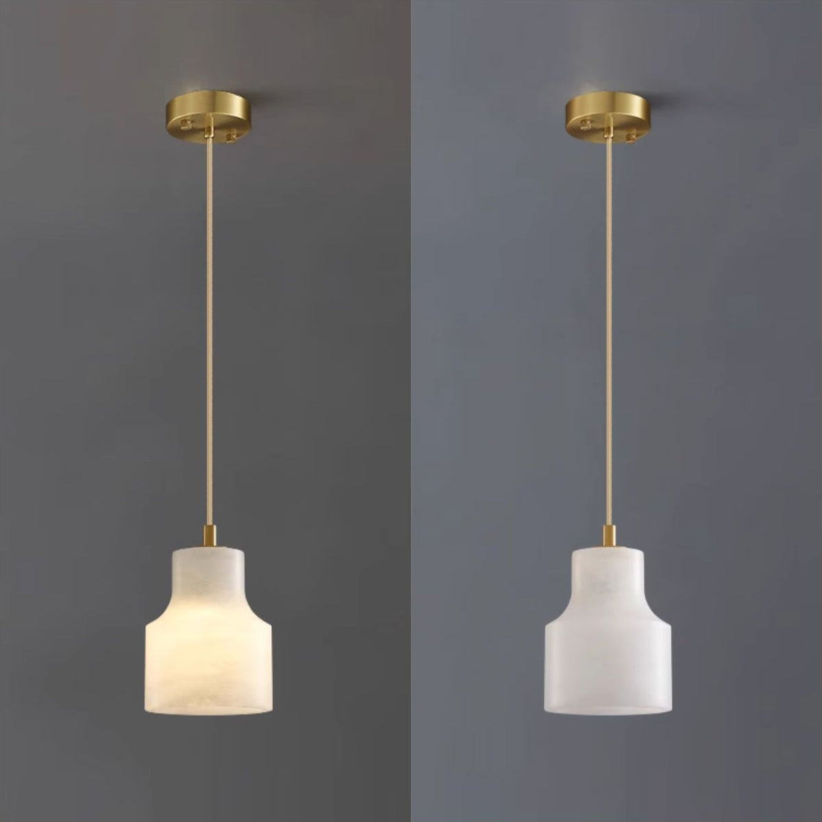 Kuvimar Alabaster Pendant Light Brass Luxurious