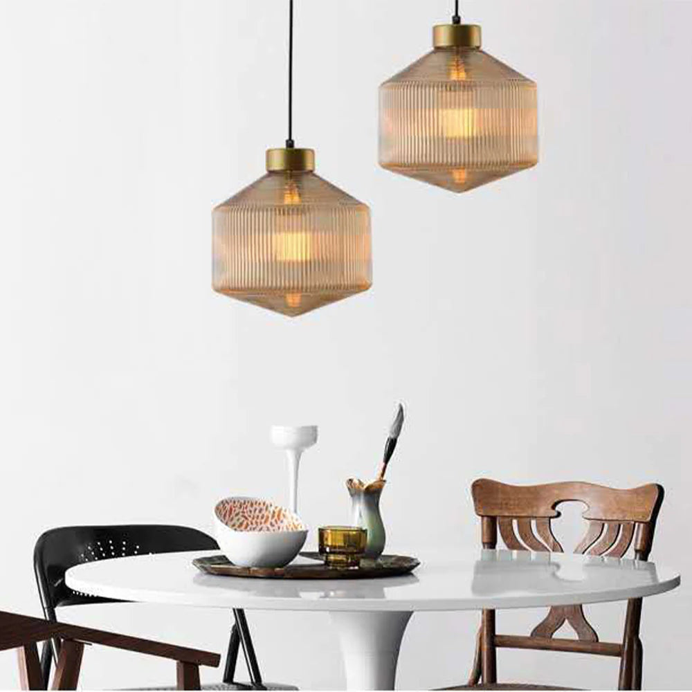 Wubitisu Modern LED Pendant Light Smoke Gray Glass Bedroom