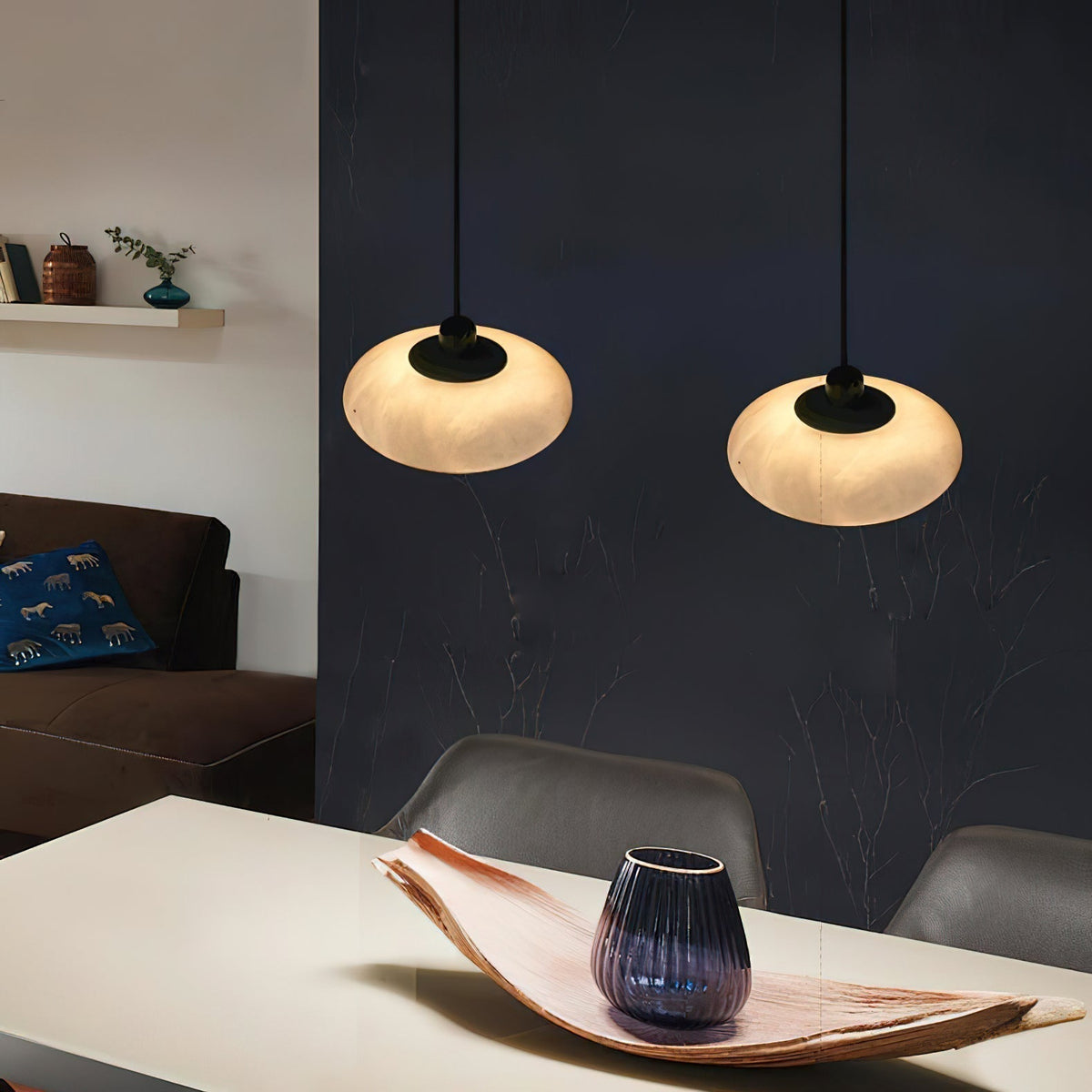 Cuthean Brass Alabaster Pendant Lamp