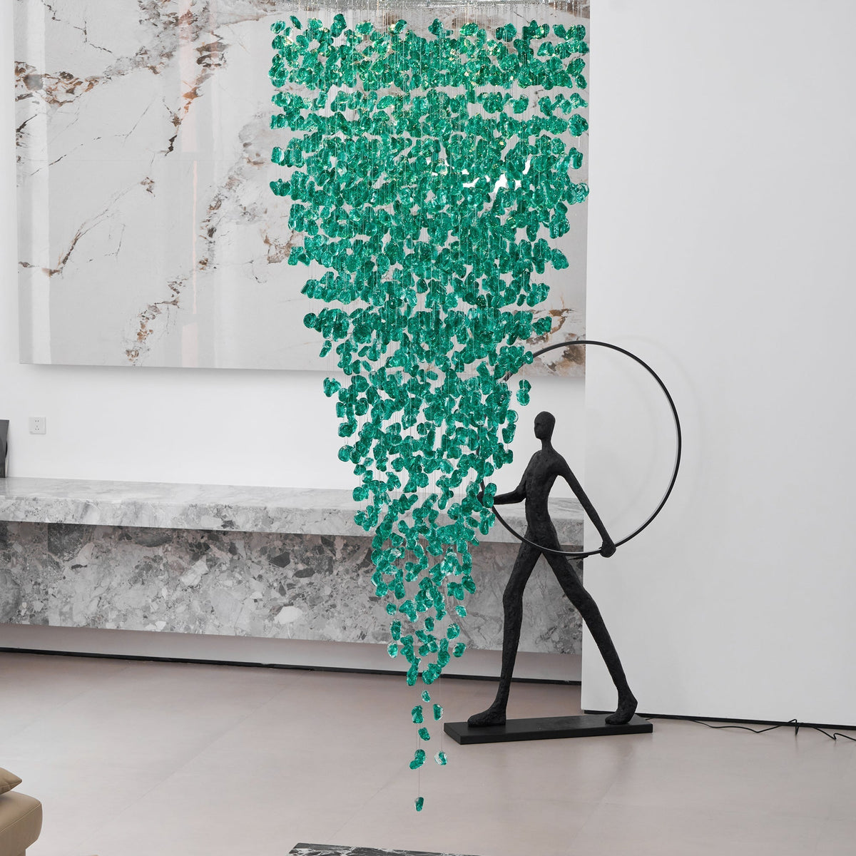 Polychrome Mineral Quartz Cascade Chandelier