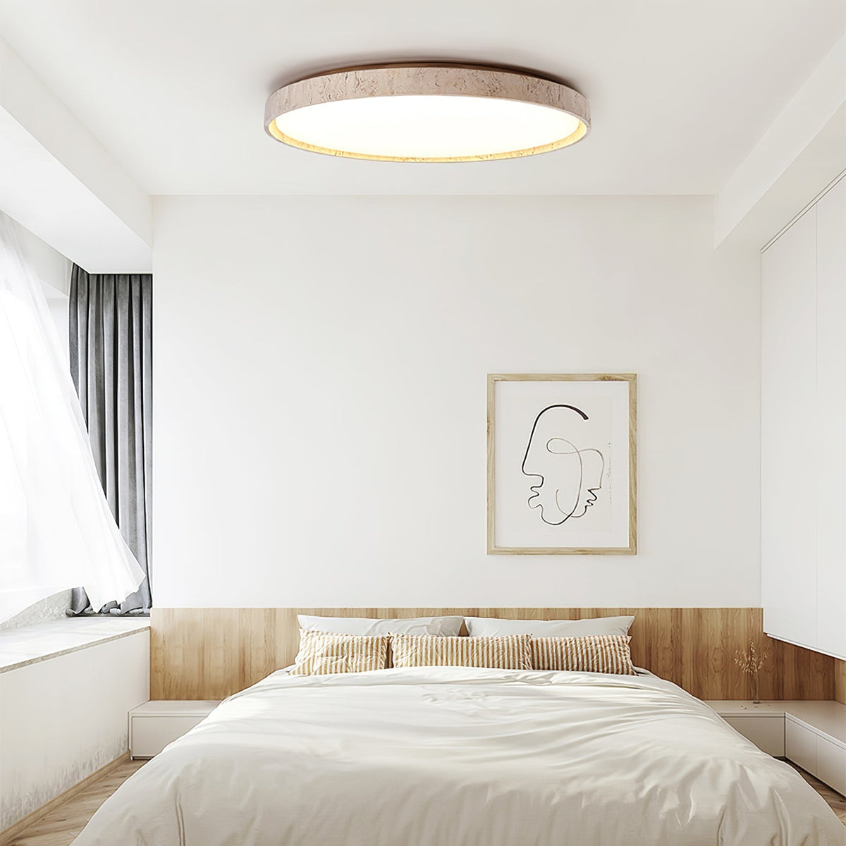 Kathy Travertine Round Ceiling Light