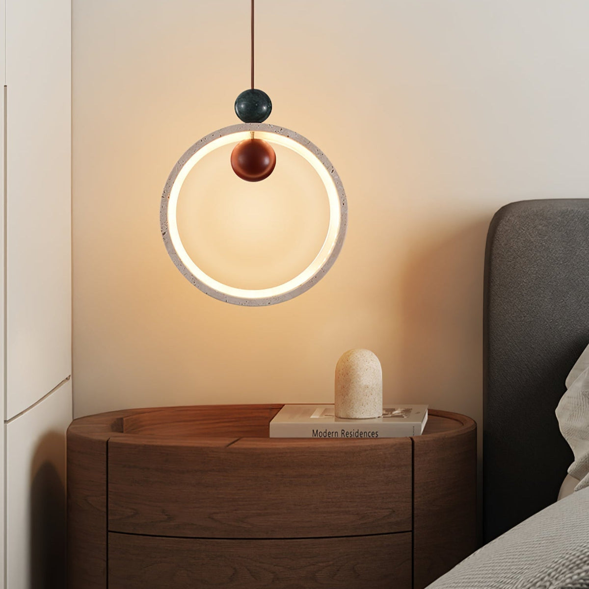 Vovinyra Circular Travertine Pendant Light