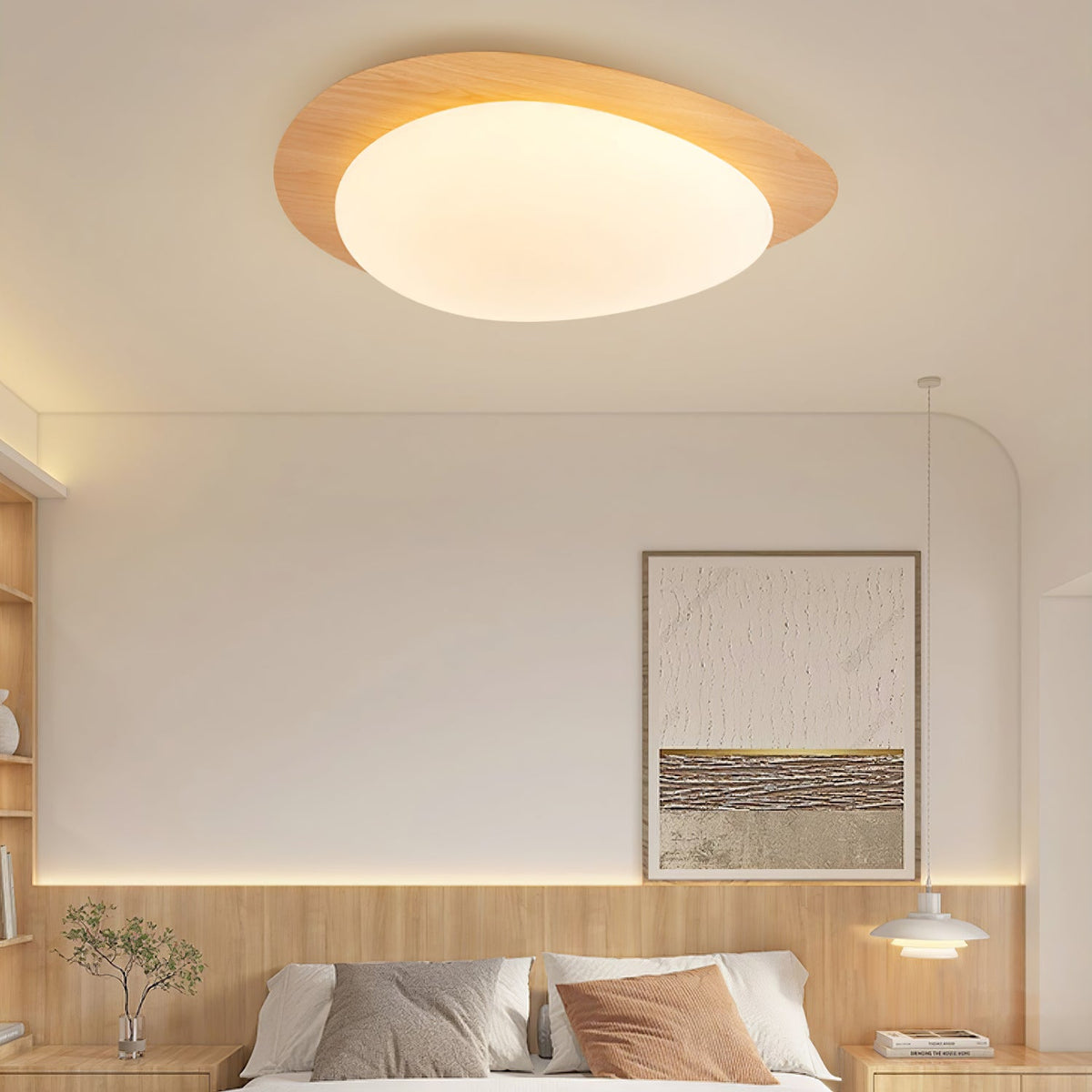Tulapis Pebble Walnut Ceiling Light