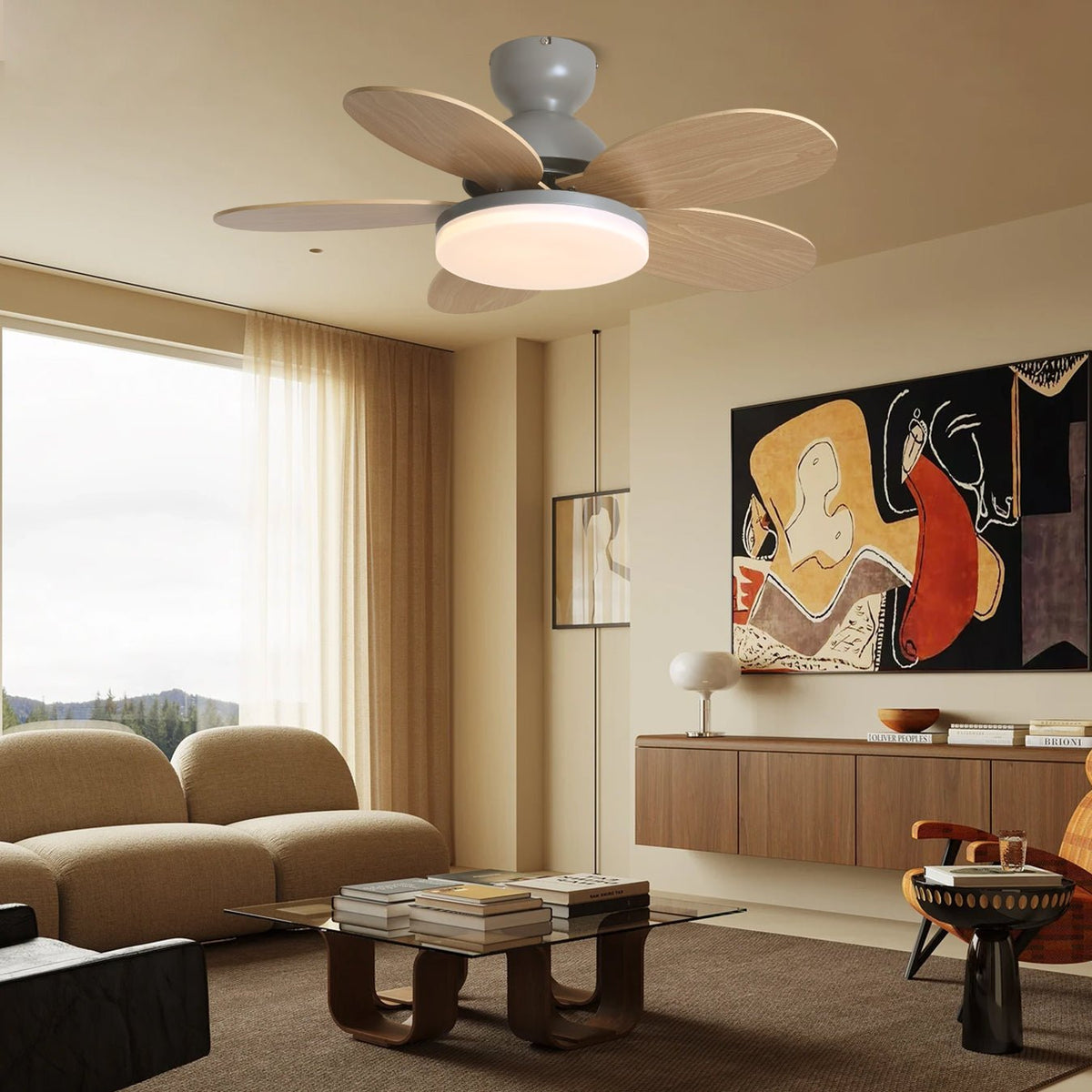 Eireise Colorful Glass Kids Ceiling Fan Light