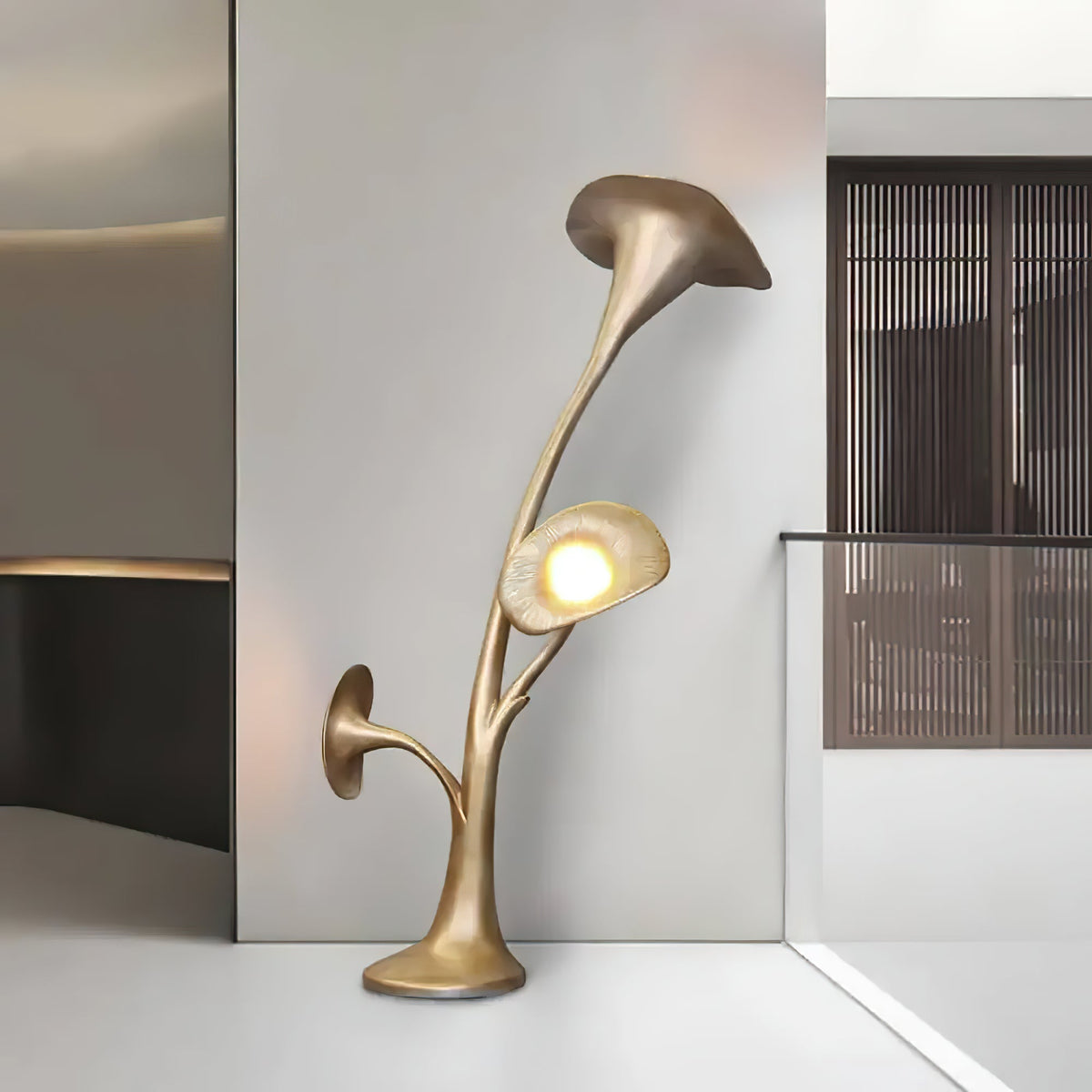 Esole Floral Brass Floor Lamp