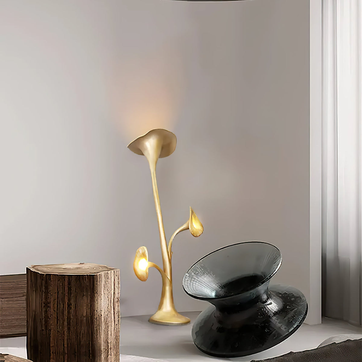 Esole Floral Brass Floor Lamp