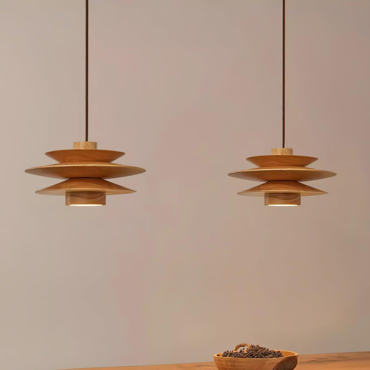 Nemasit Mid Century Walnut Pendant Light