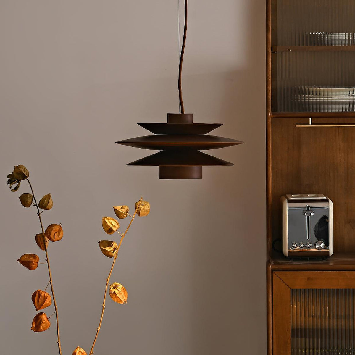 Nemasit Mid Century Walnut Pendant Light