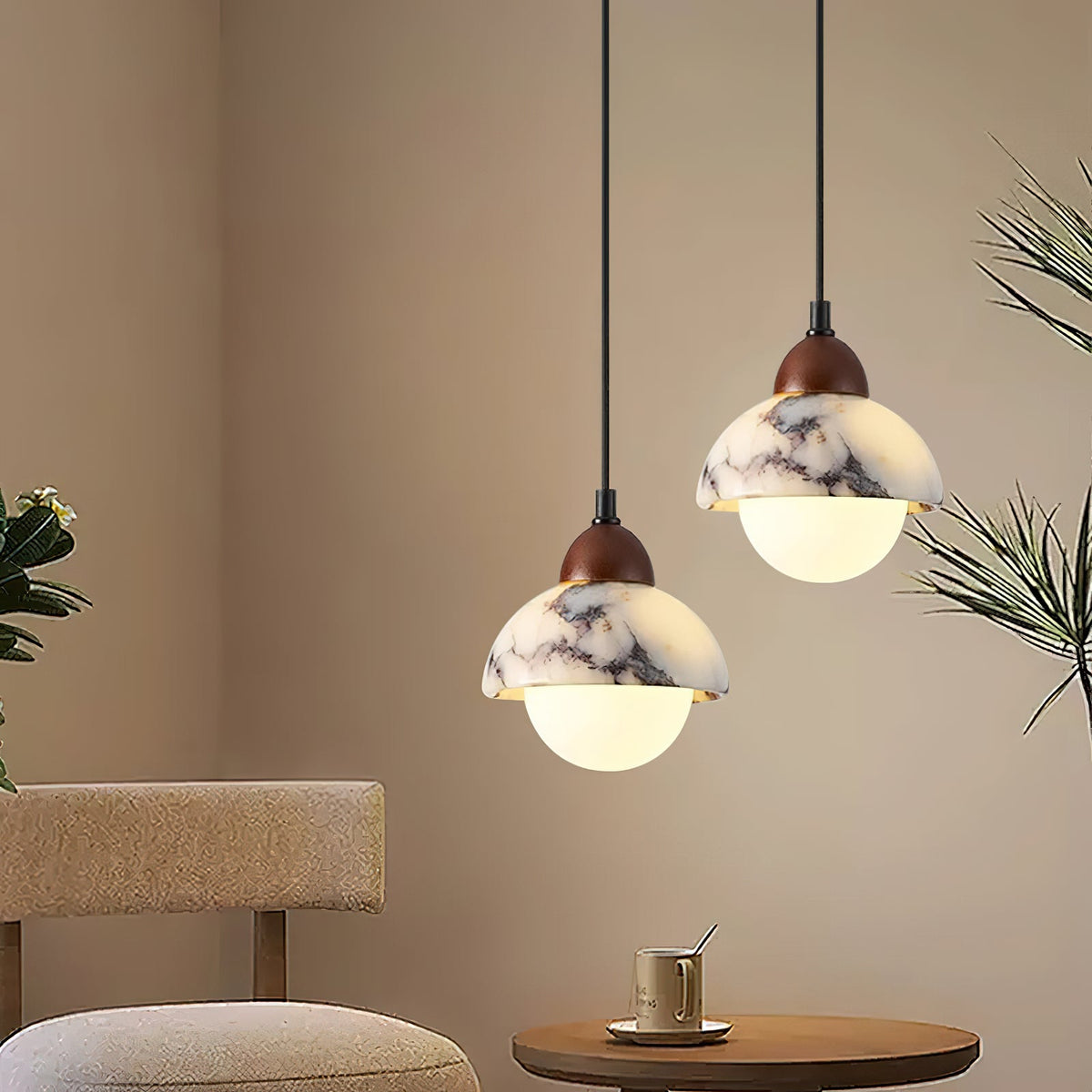 Vilaeisra Wooden Marble Pendant Lamp-Relic Pieces