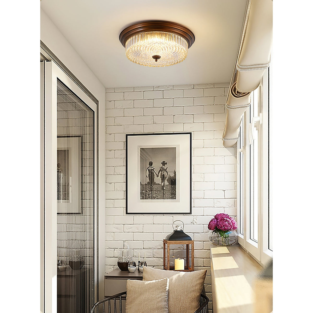 Ulcarir Retro Glass Flush Ceiling Lamp-Relic Pieces