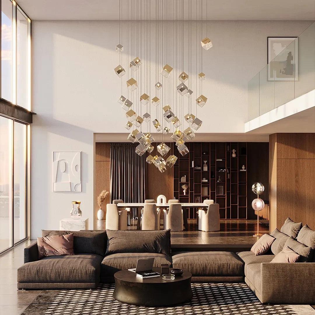 Teriorena Artistic Geometric Cube Chandelier