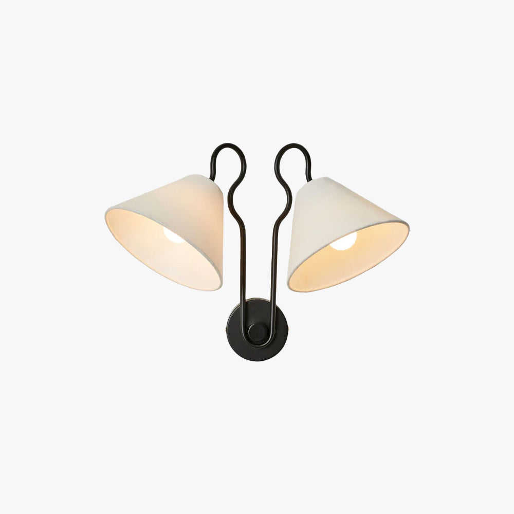 Legudit Wall Lamp Double White Cone Shades Fabric
