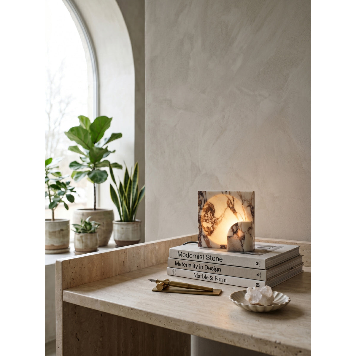 Valemir Block Piece Marble Table Lamp