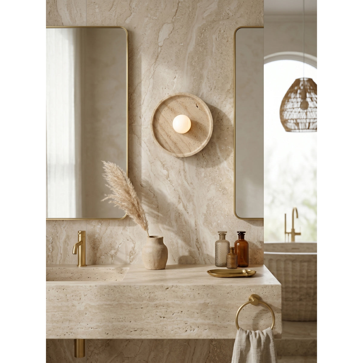 Solva Celeste Travertine Wall Sconce