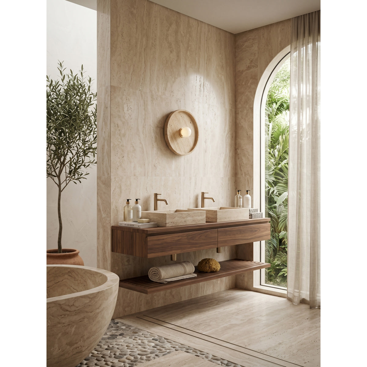Solva Celeste Travertine Wall Sconce