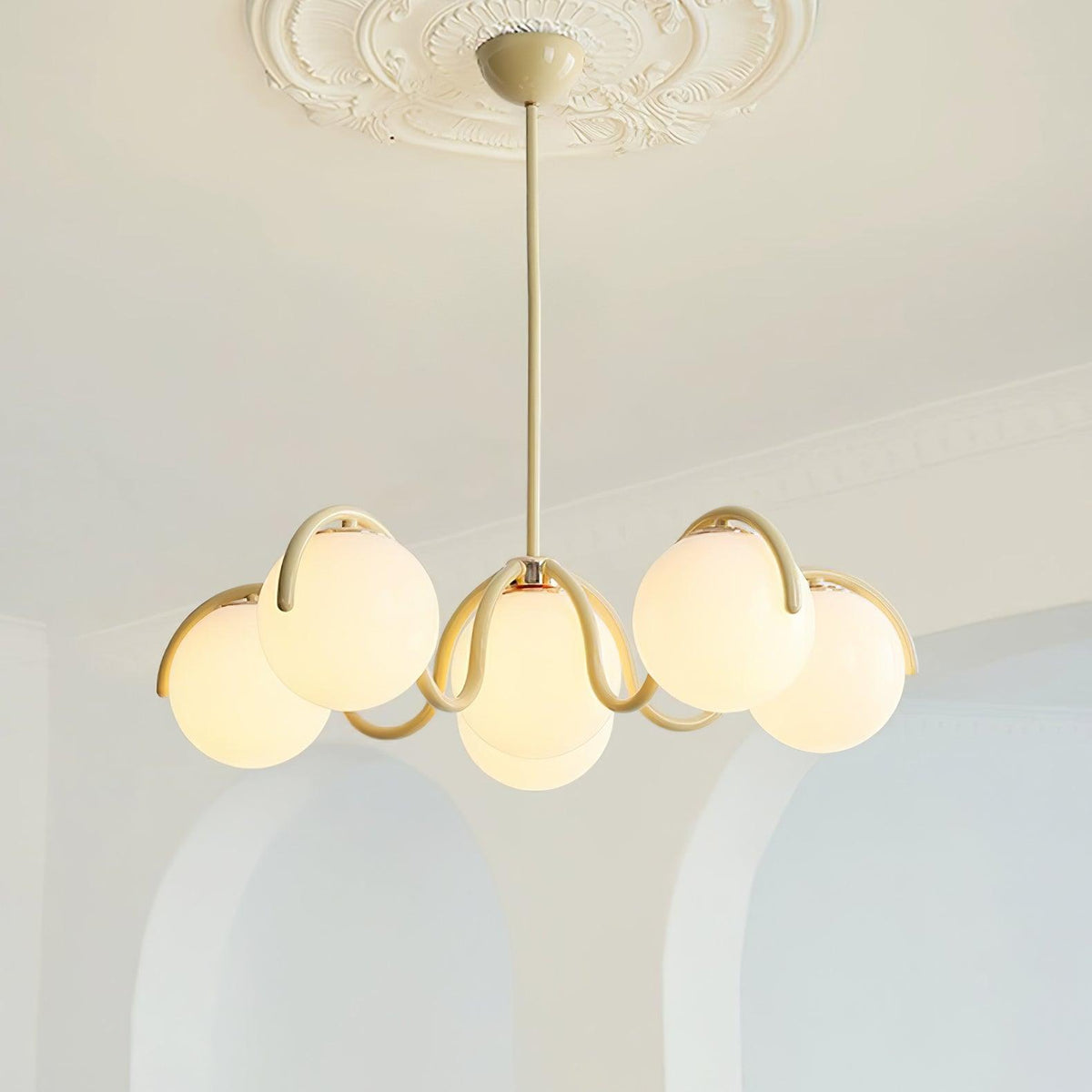 Zapiler Curve Linear Chandelier Red&Silver