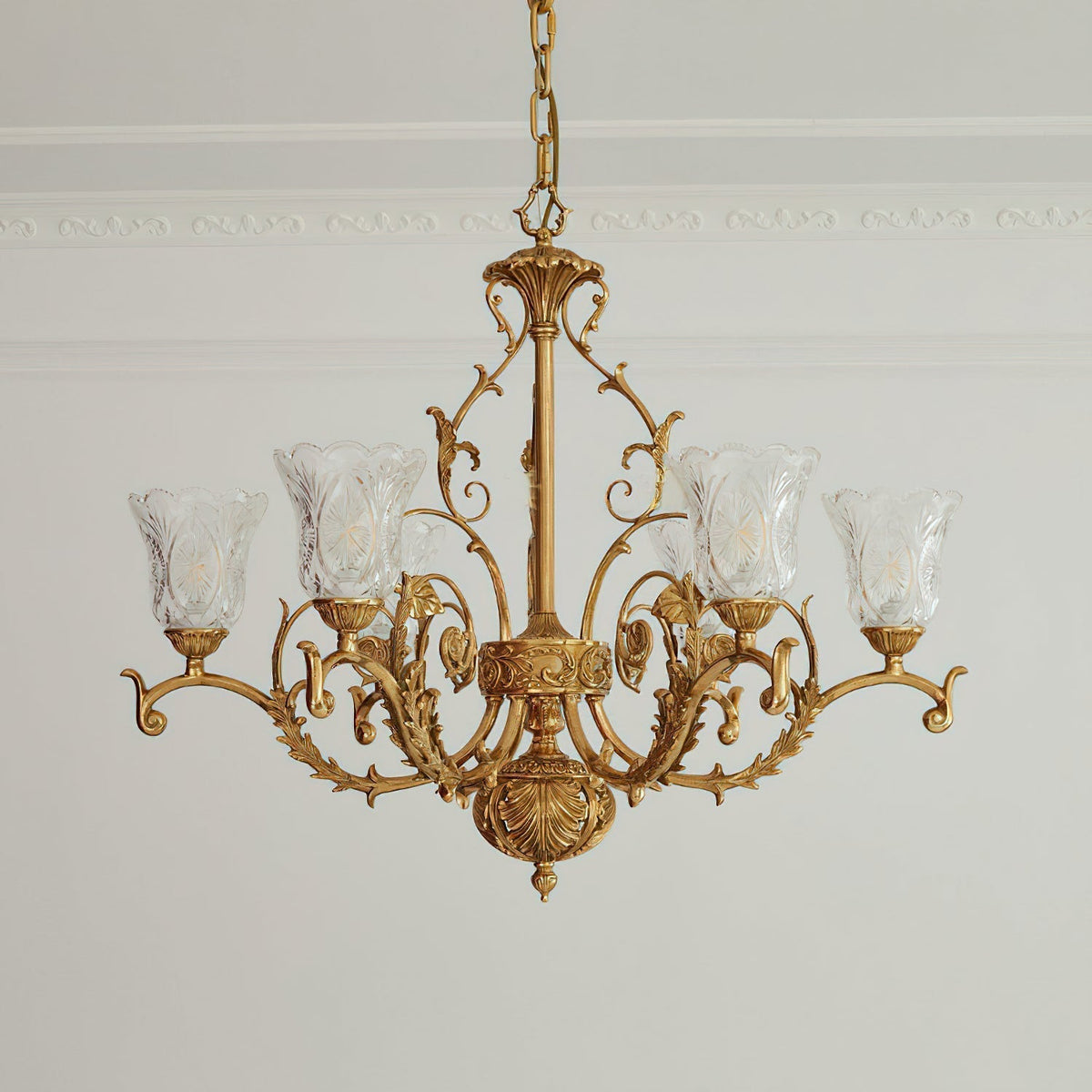 Regency Acanthus Brass Chandelier