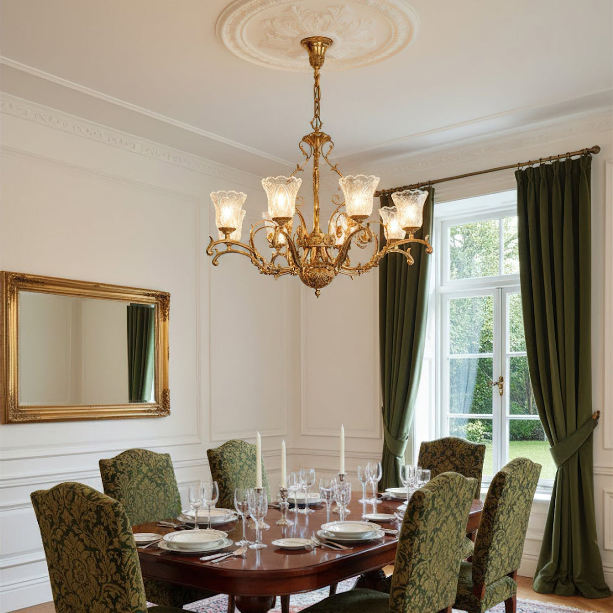 Regency Acanthus Brass Chandelier
