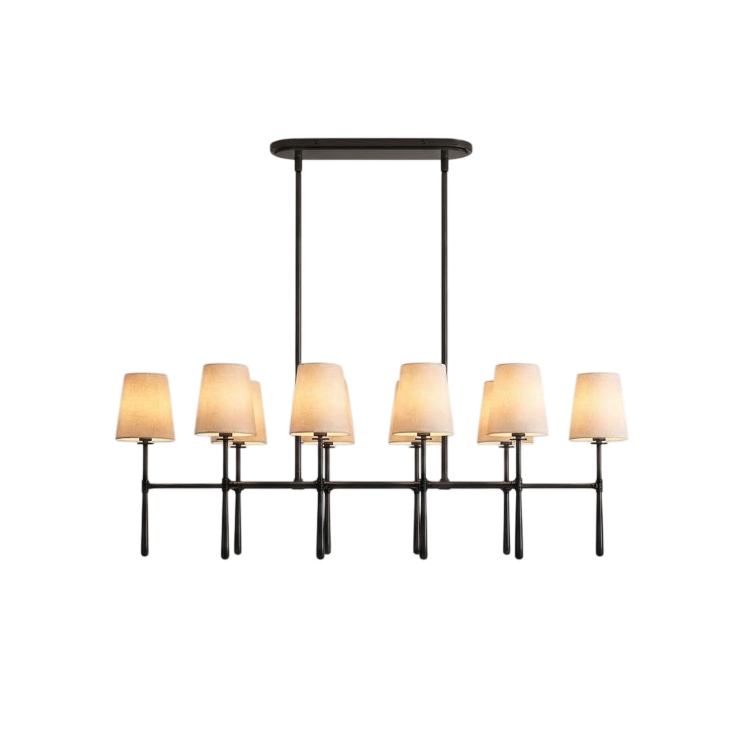 Modern Double Linear Brass Chandelier