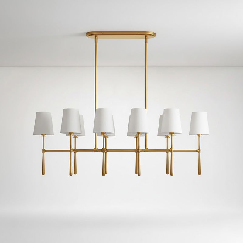 Modern Double Linear Brass Chandelier