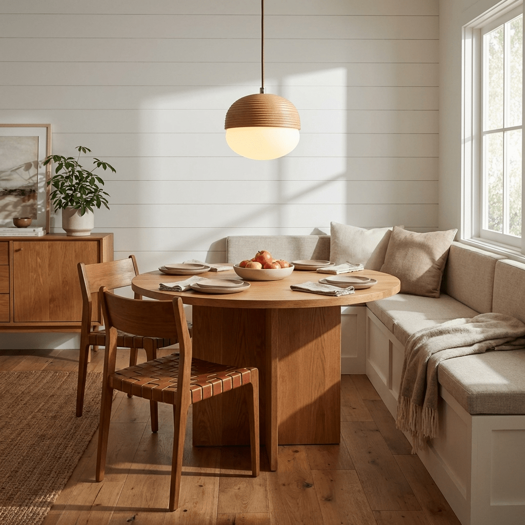Rinivira Ribbed Wood Globe Pendant Light