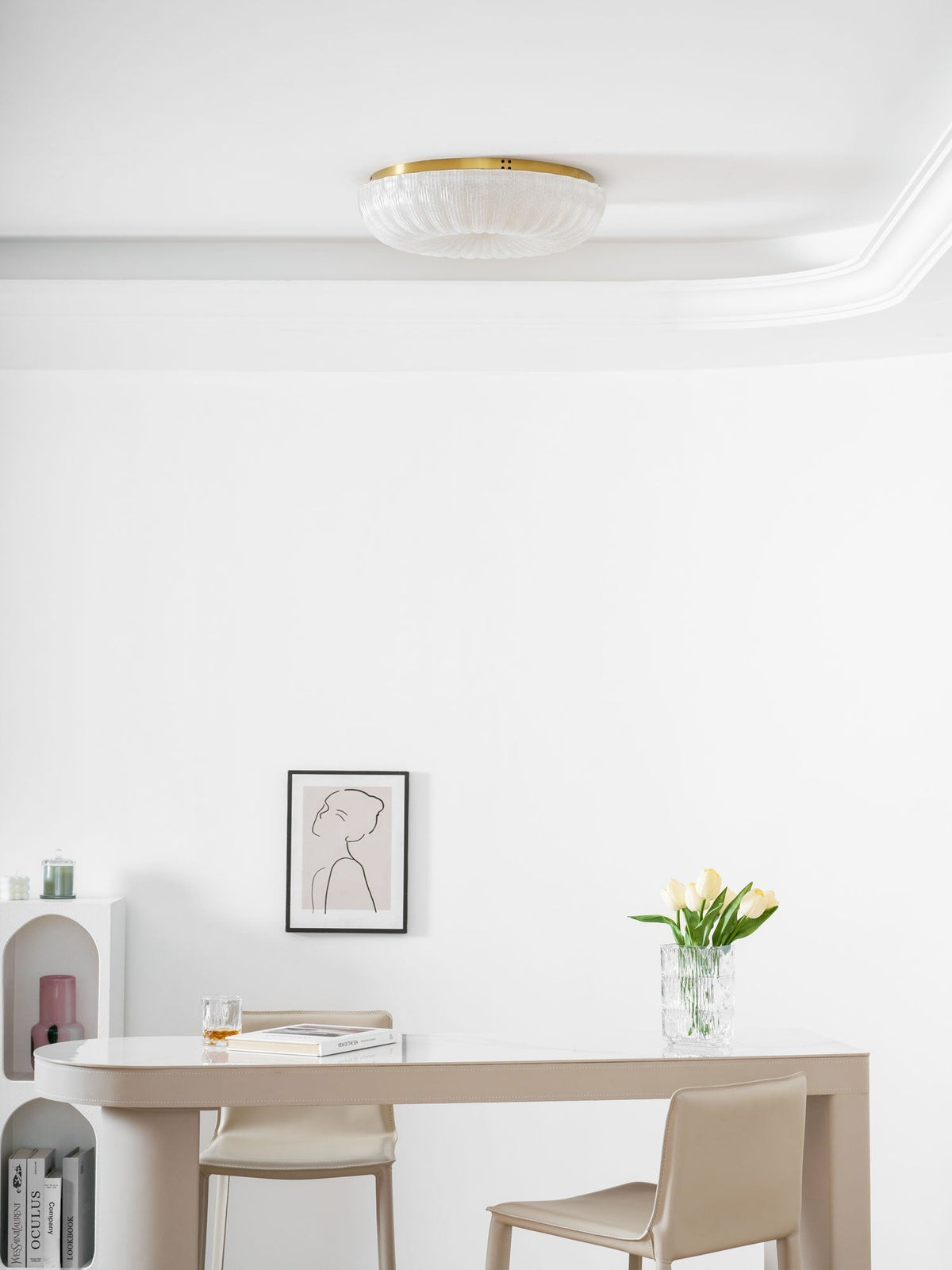 Delafield Ripple Glass Flush Mount Ceiling Light