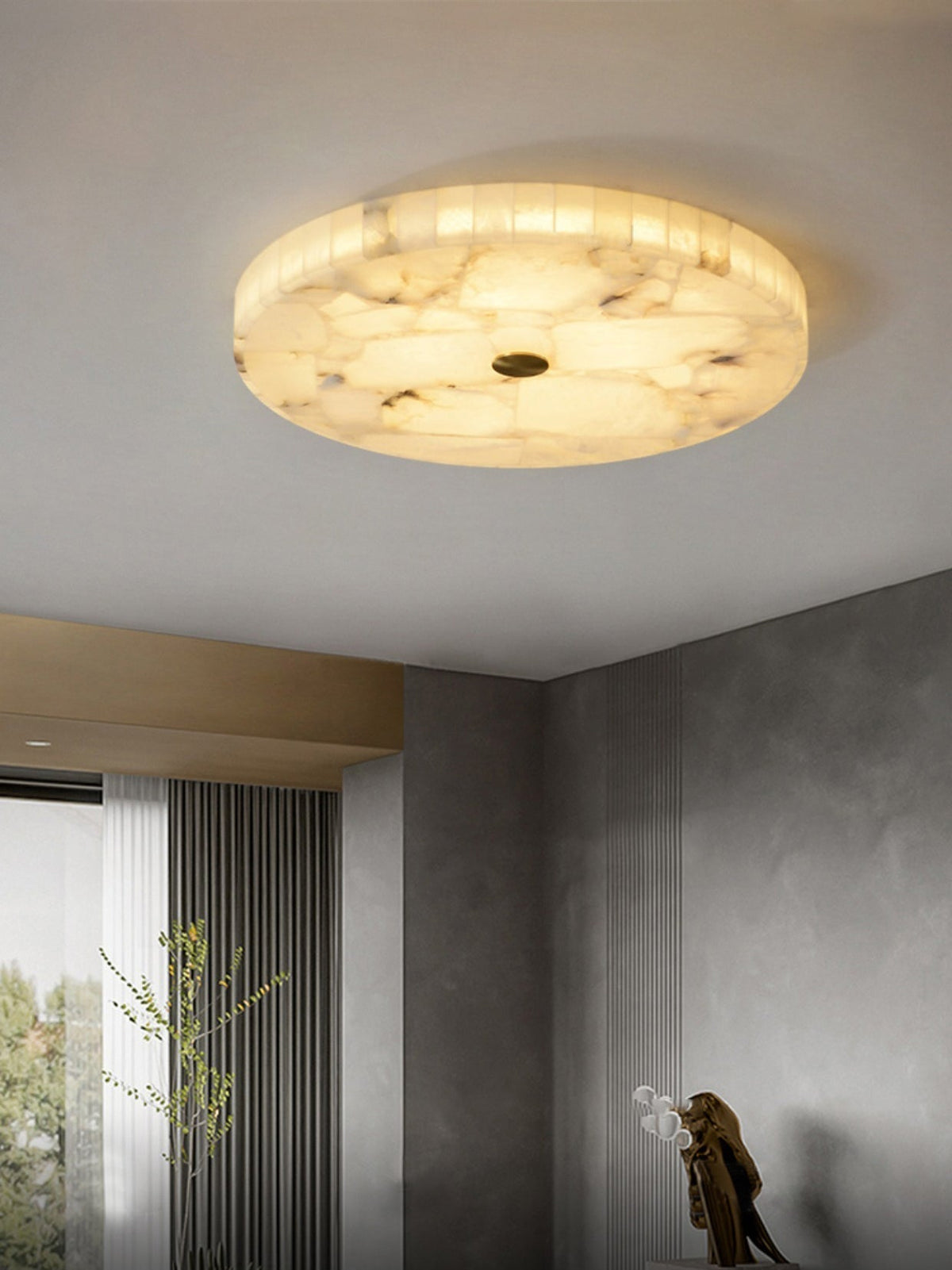 Vosilis Round Alabaster Ceiling Lamp-Relic Pieces