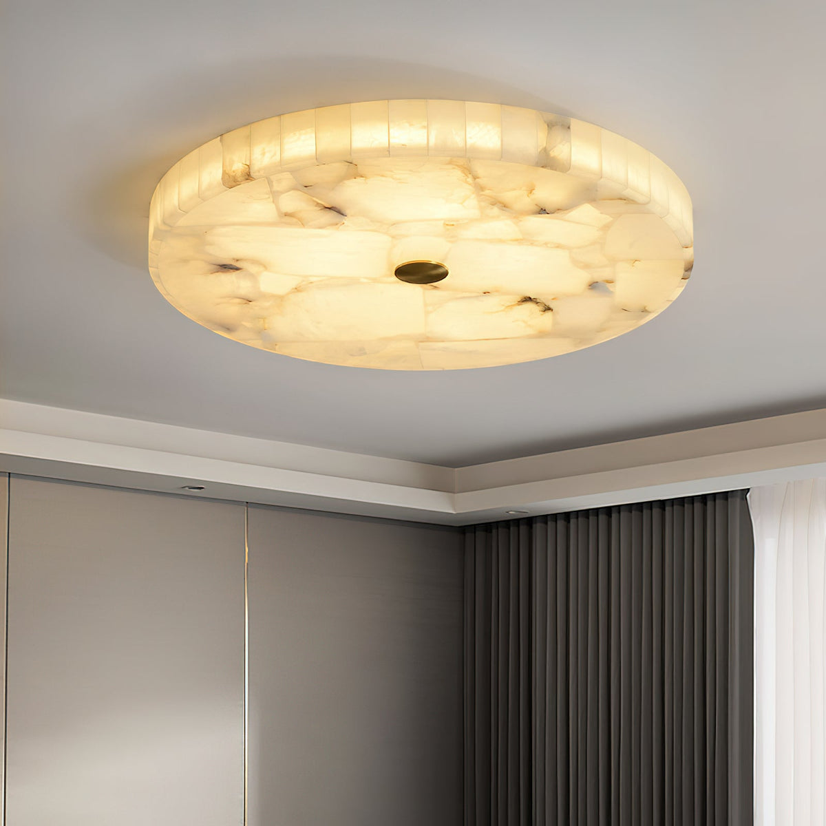 Vosilis Round Alabaster Ceiling Lamp-Relic Pieces
