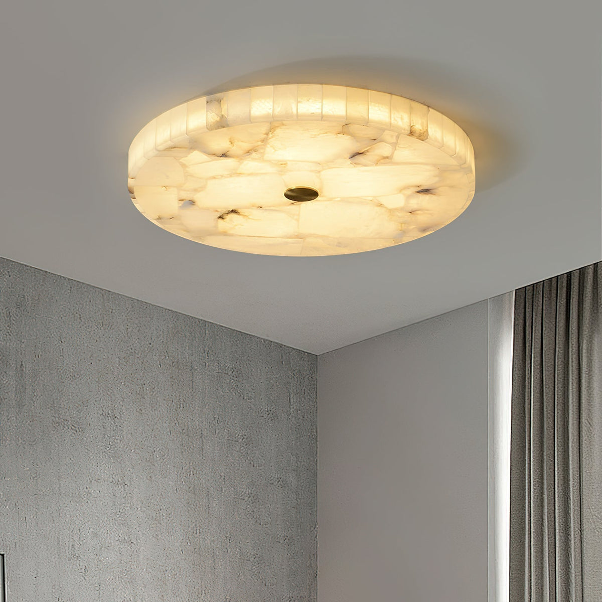 Vosilis Round Alabaster Ceiling Lamp-Relic Pieces