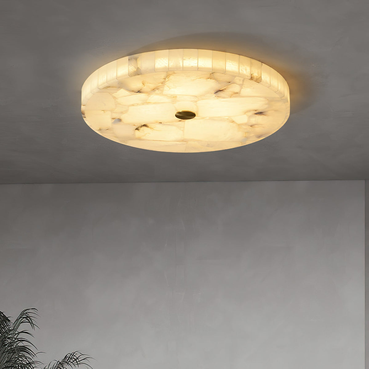 Vosilis Round Alabaster Ceiling Lamp-Relic Pieces