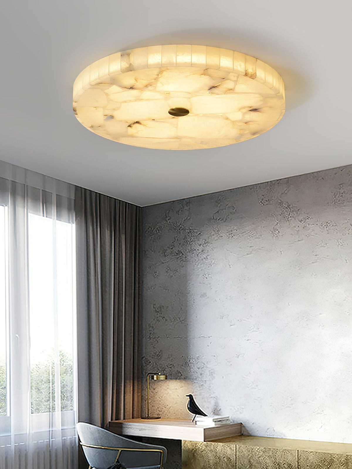 Vosilis Round Alabaster Ceiling Lamp-Relic Pieces