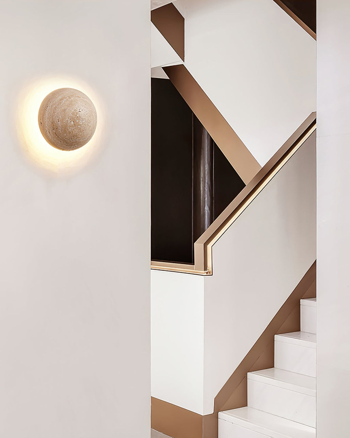 Tavenise Round Travertine Wall Lamp
