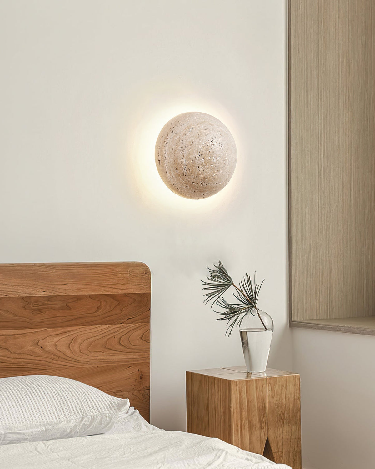 Tavenise Round Travertine Wall Lamp