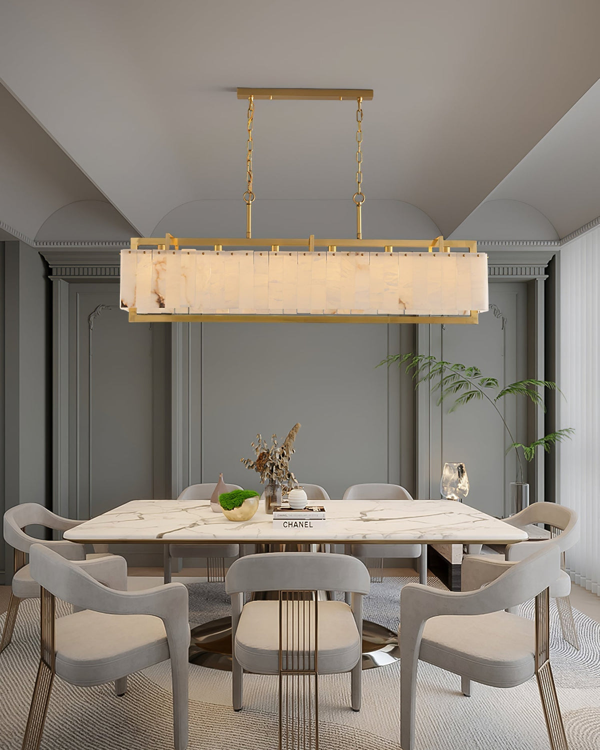 Ruben Chandelier Alabaster Rectangular Luxe