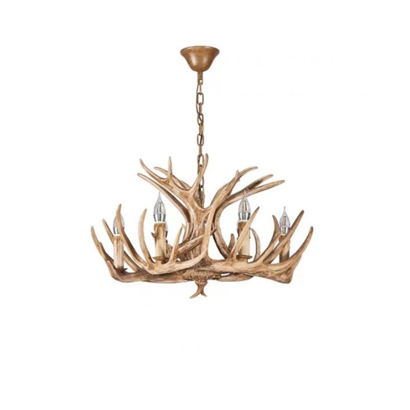 Kamudit Retro Deer Horn Resin Chandelier Living Room