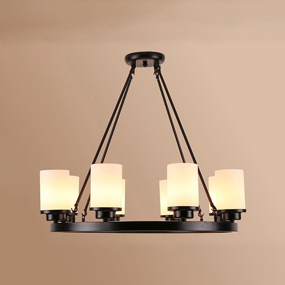 Ribonat Retro Black Metal/Glass Chandelier for Living Room