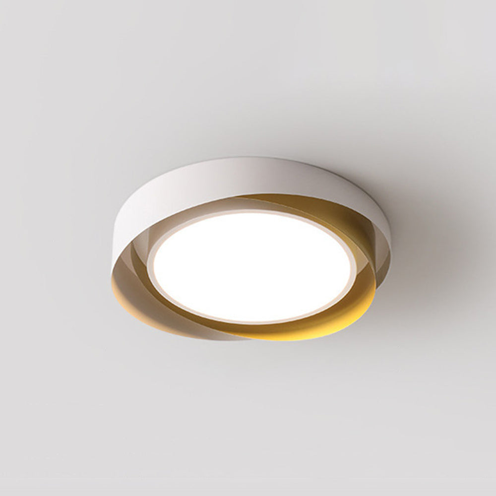 Raluken Modern Geometric Metal/ Flush Mount Ceiling Light, White/Gold