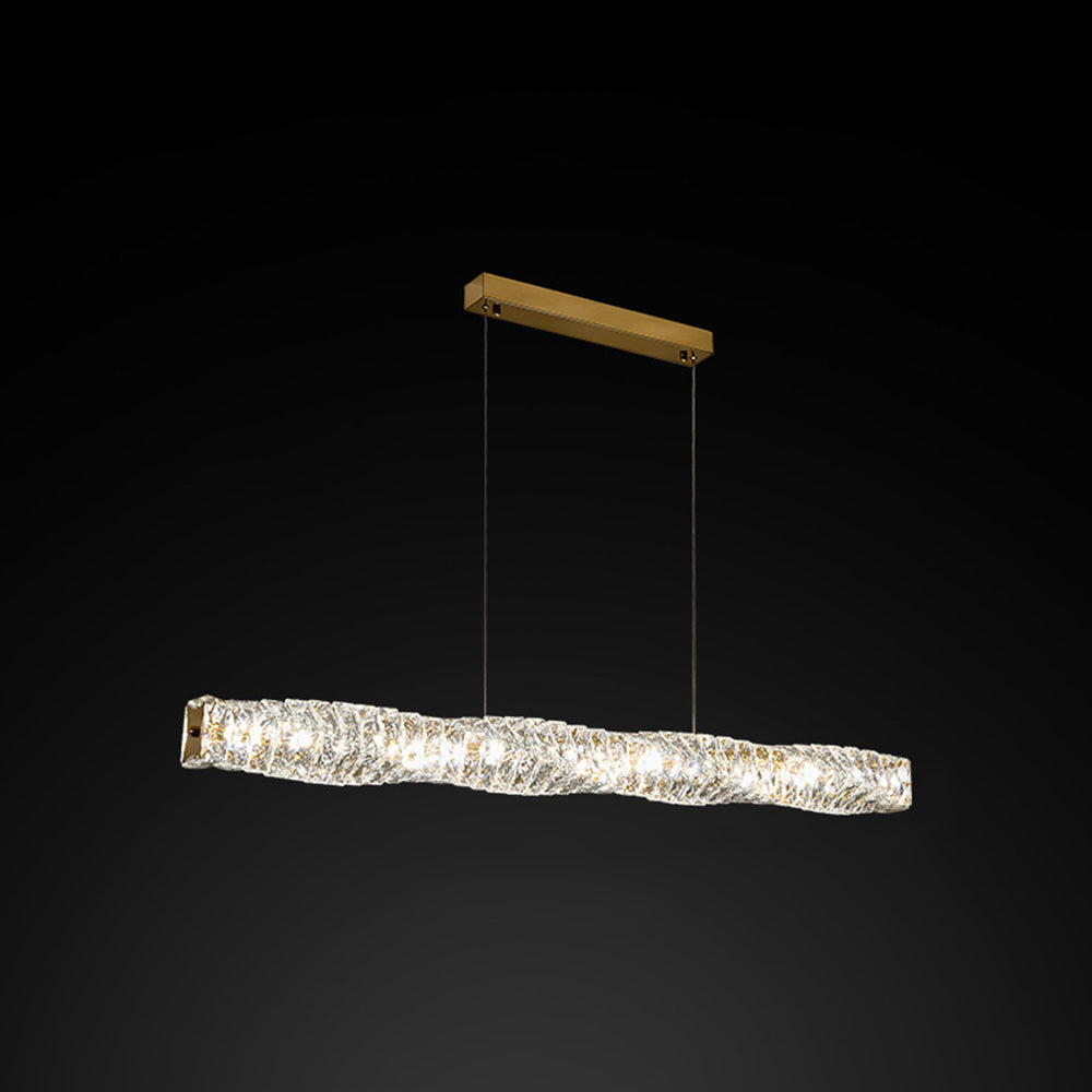Jonadit Crystal Sliver and Gold Pendant Light, Stainless Steel